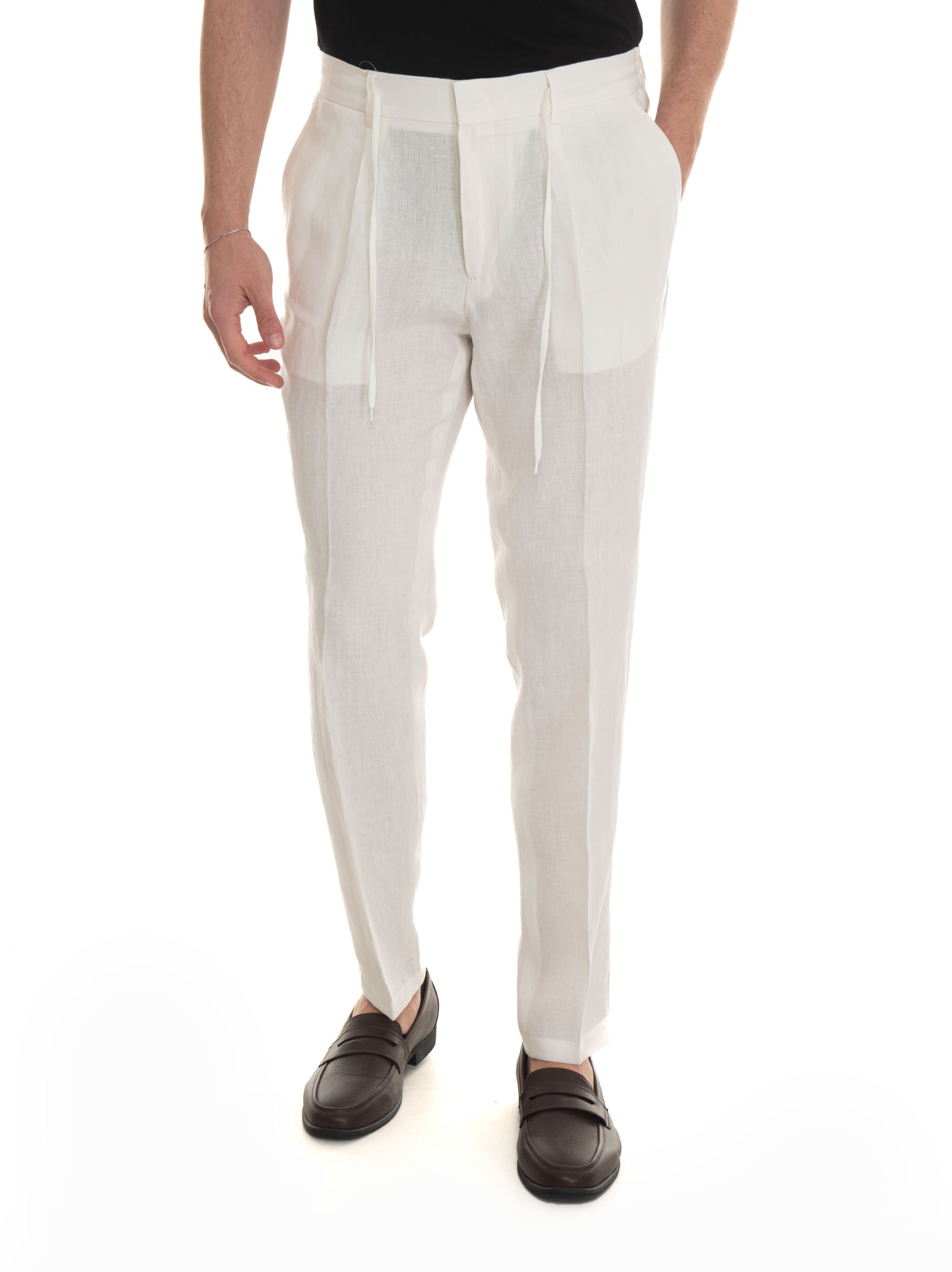 Shop Paoloni Trousers With Lace Tie In White