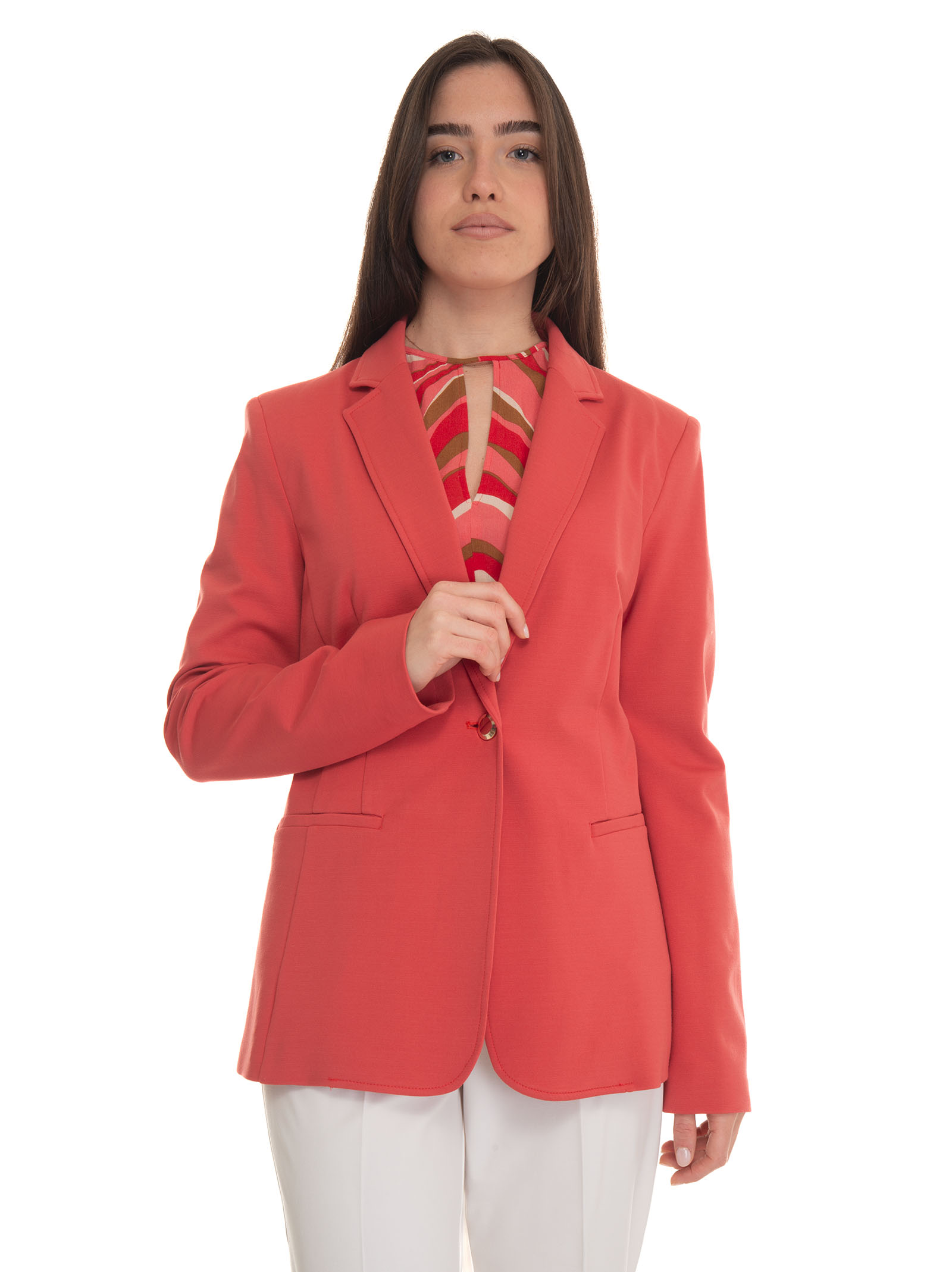 Shop Pennyblack Allegra Jacket With 1 Button In Coral Red