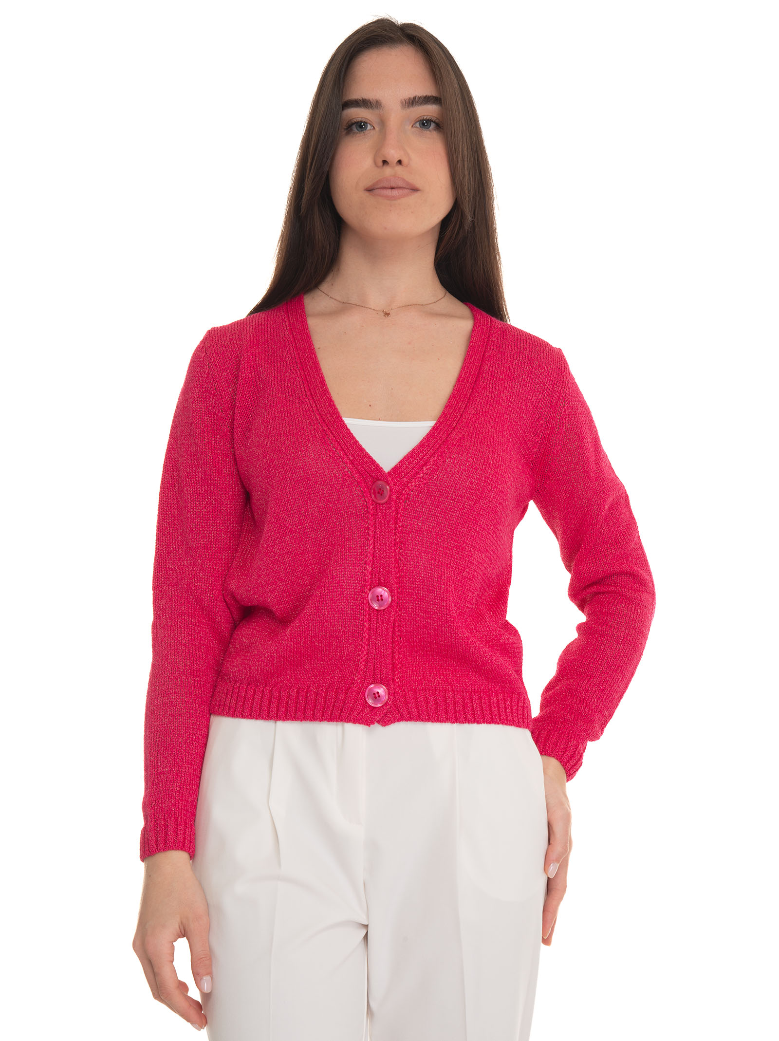 Shop Pennyblack Zelinda Short Cardigan With Buttons In Fuchsia