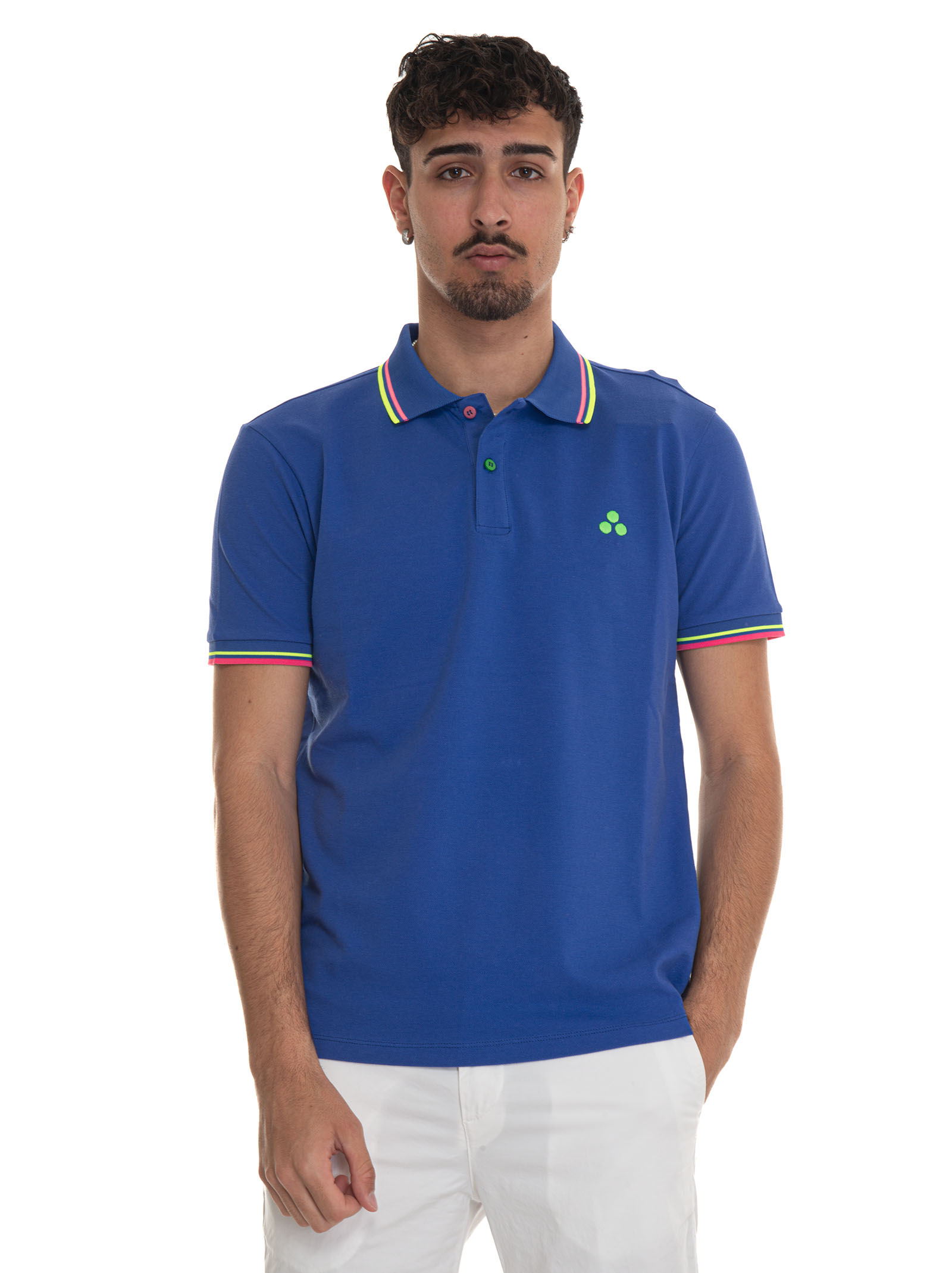 Shop Peuterey Newselandinastr02 Short Sleeve Polo Shirt In Blu Elettrico