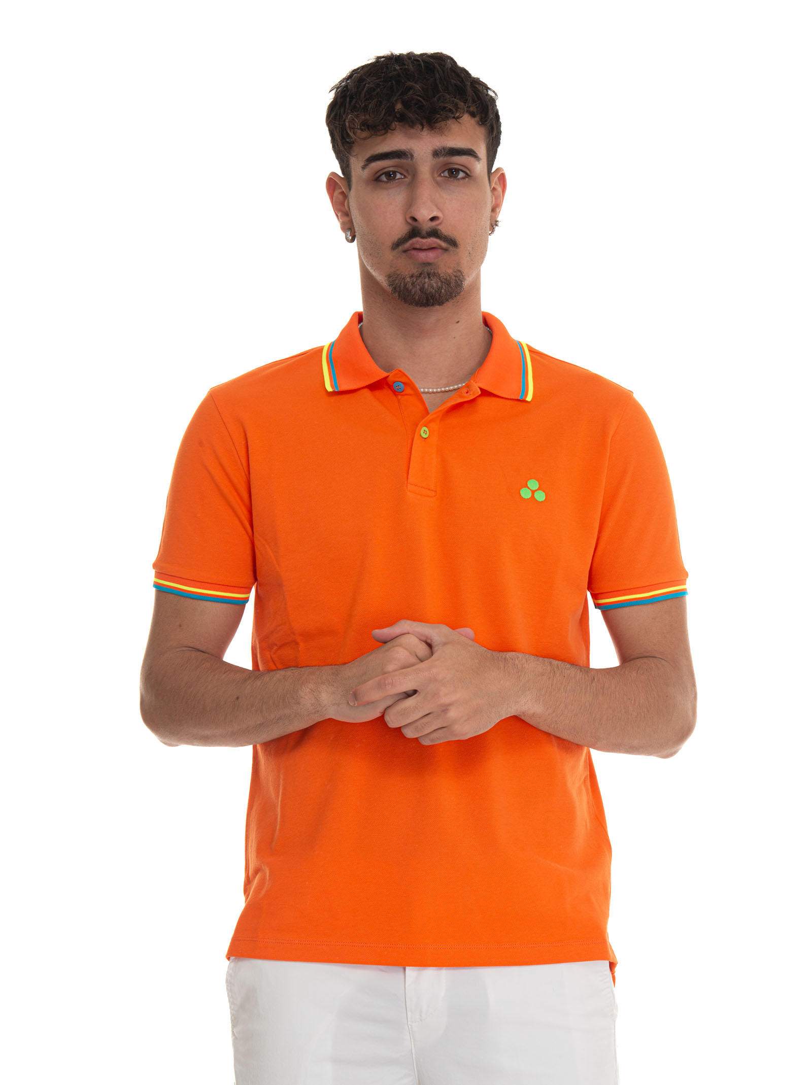 Shop Peuterey Newselandinastr02 Short Sleeve Polo Shirt In Orange