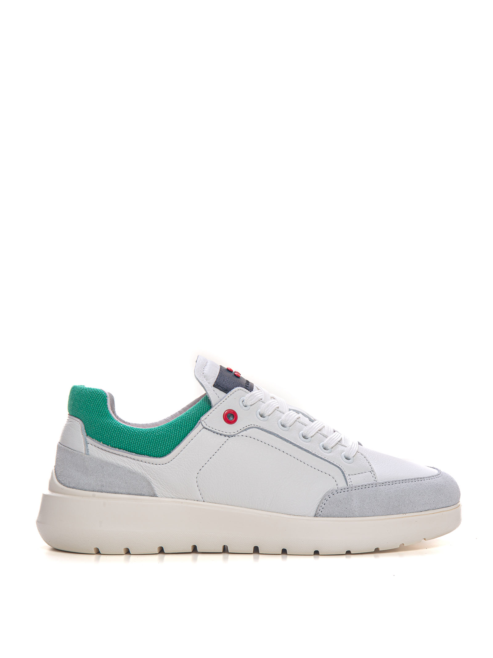 Shop Peuterey Zamami Leather Sneakers With Laces In White/green