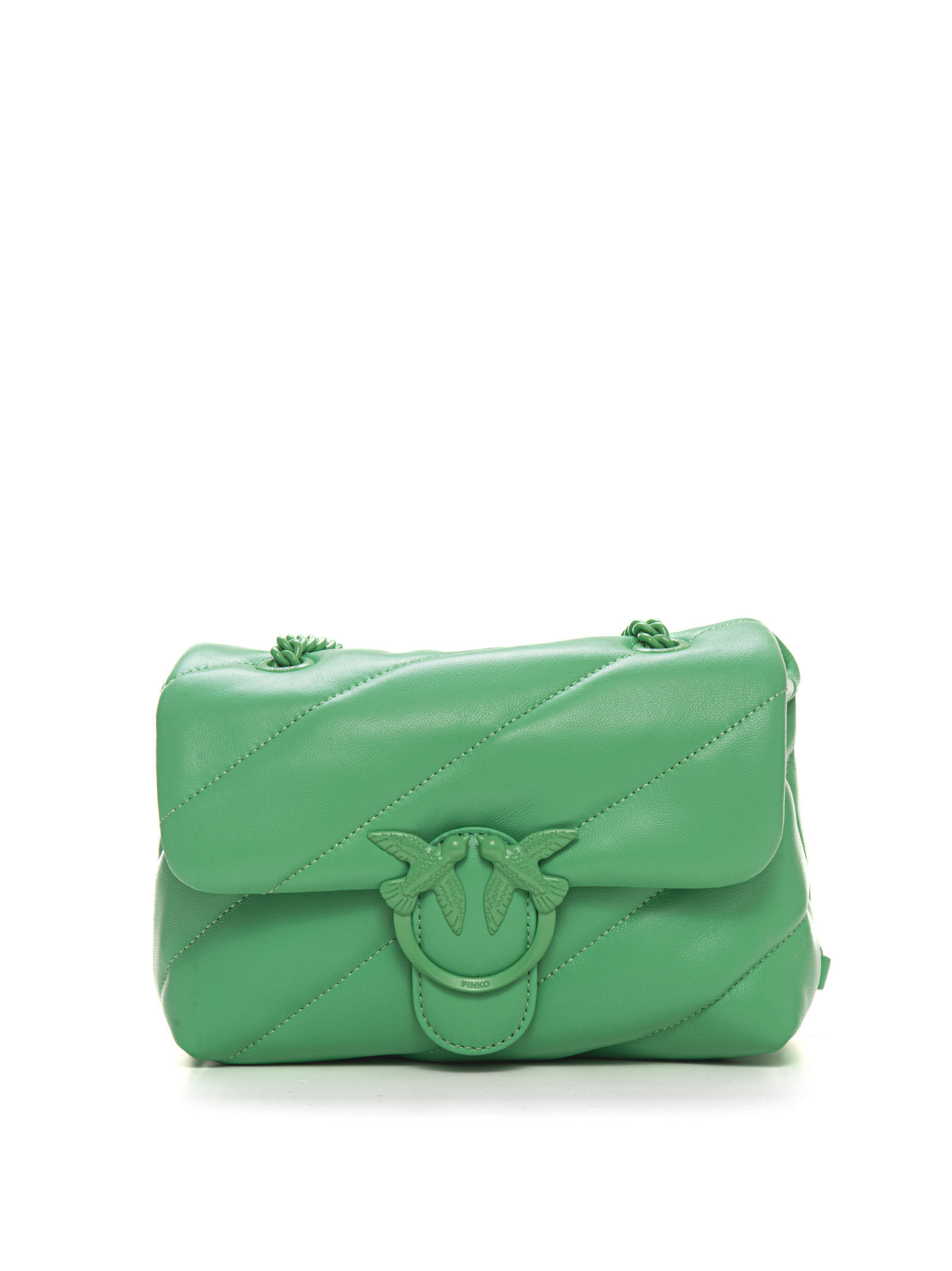 Pinko Love Puff-mini Small-size Leather Bag In Green