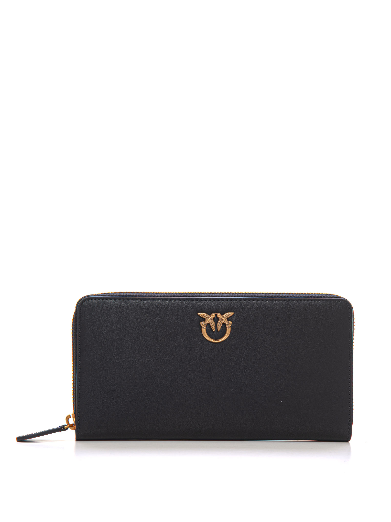 Pinko Ryder Rectangular Purse With Zip In Leather In Black