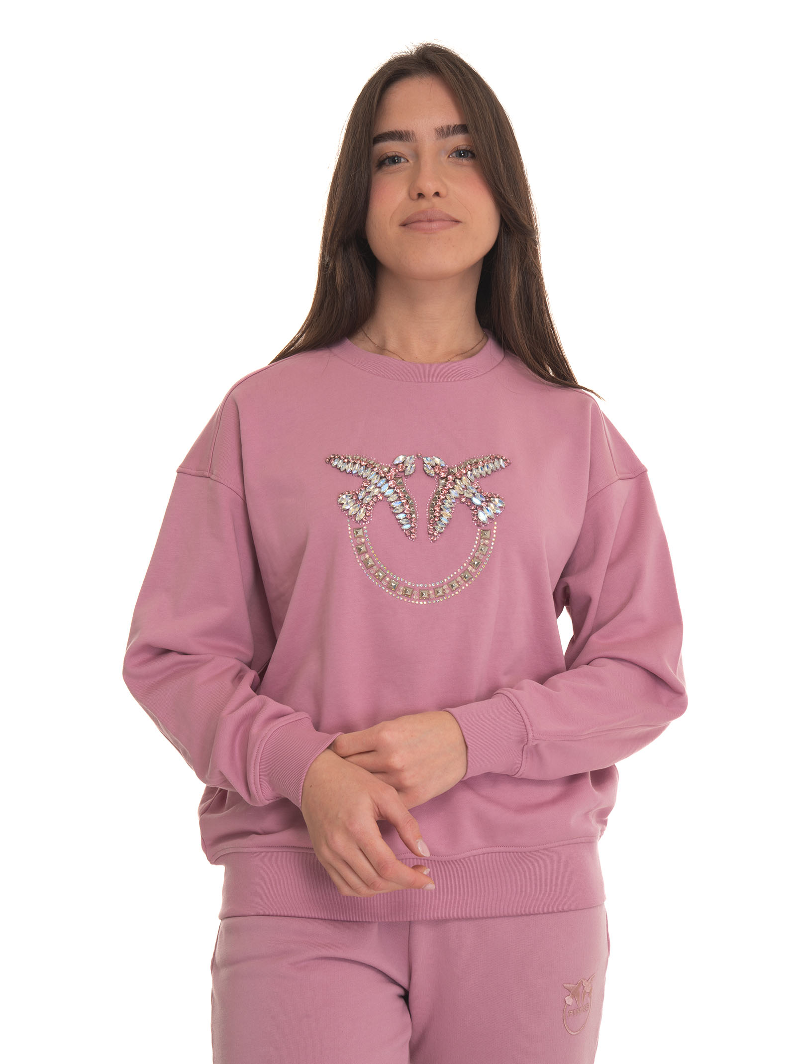 Shop Pinko Nelly Crewneck Sweatshirt In Pink