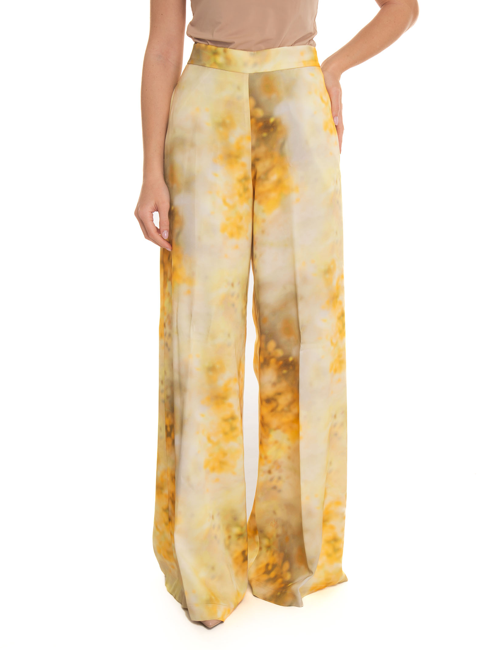 Shop Pinko Puntuale Trousers With Lace Tie In Giallo-verde