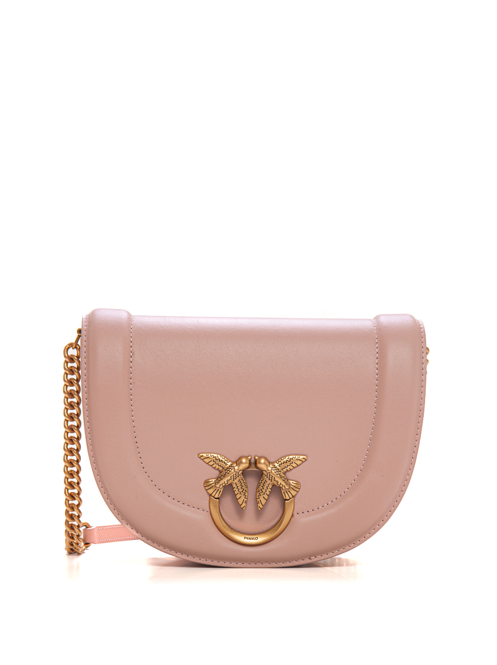 Shop Pinko Love Round Medium-size Leather Bag In Pink