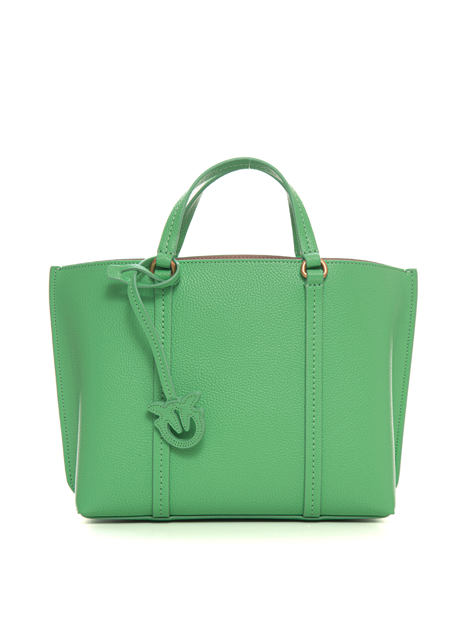 Shop Pinko Carrie Leather Shopping Bag In Green