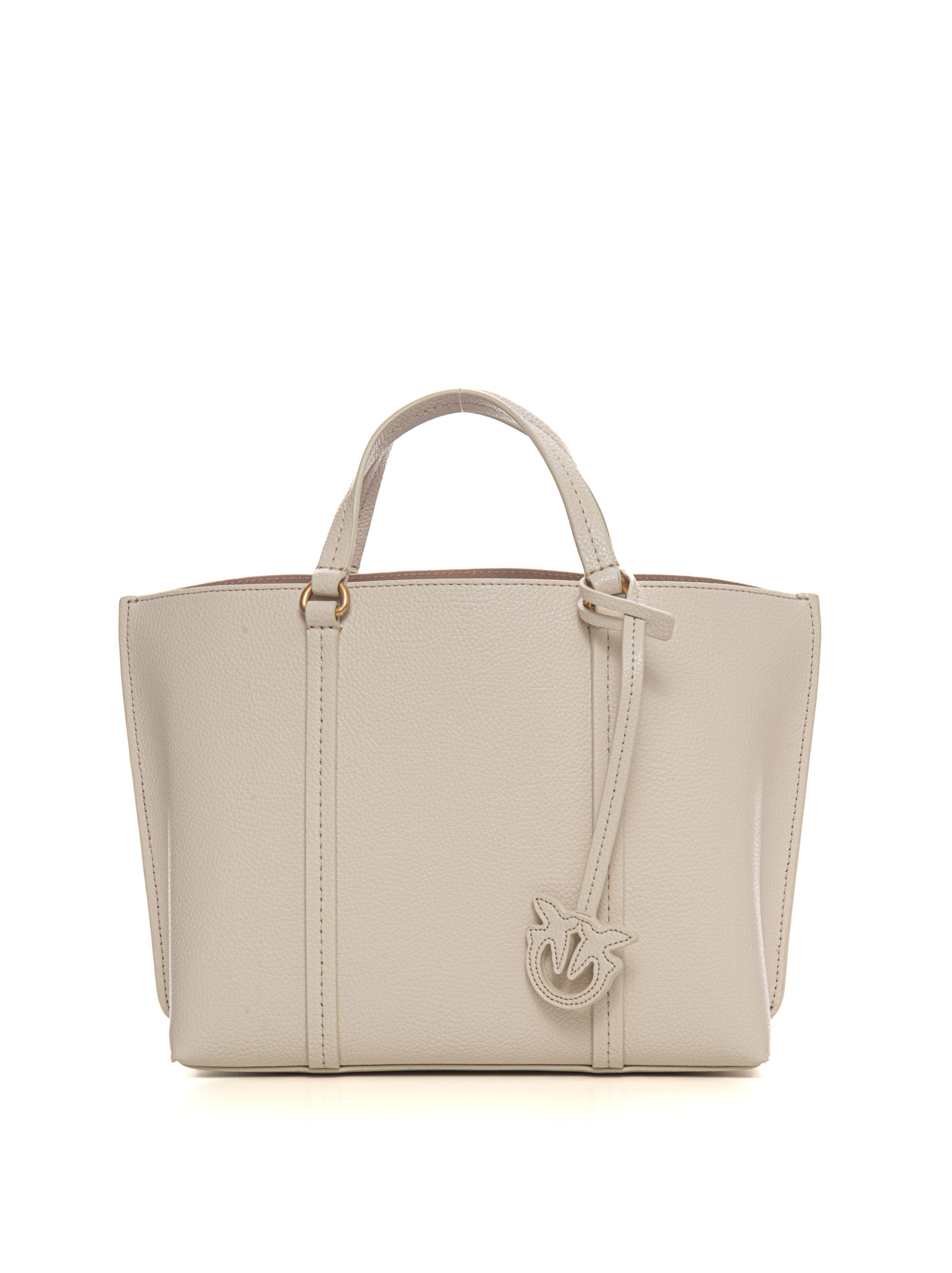 Shop Pinko Carrie Leather Shopping Bag In White
