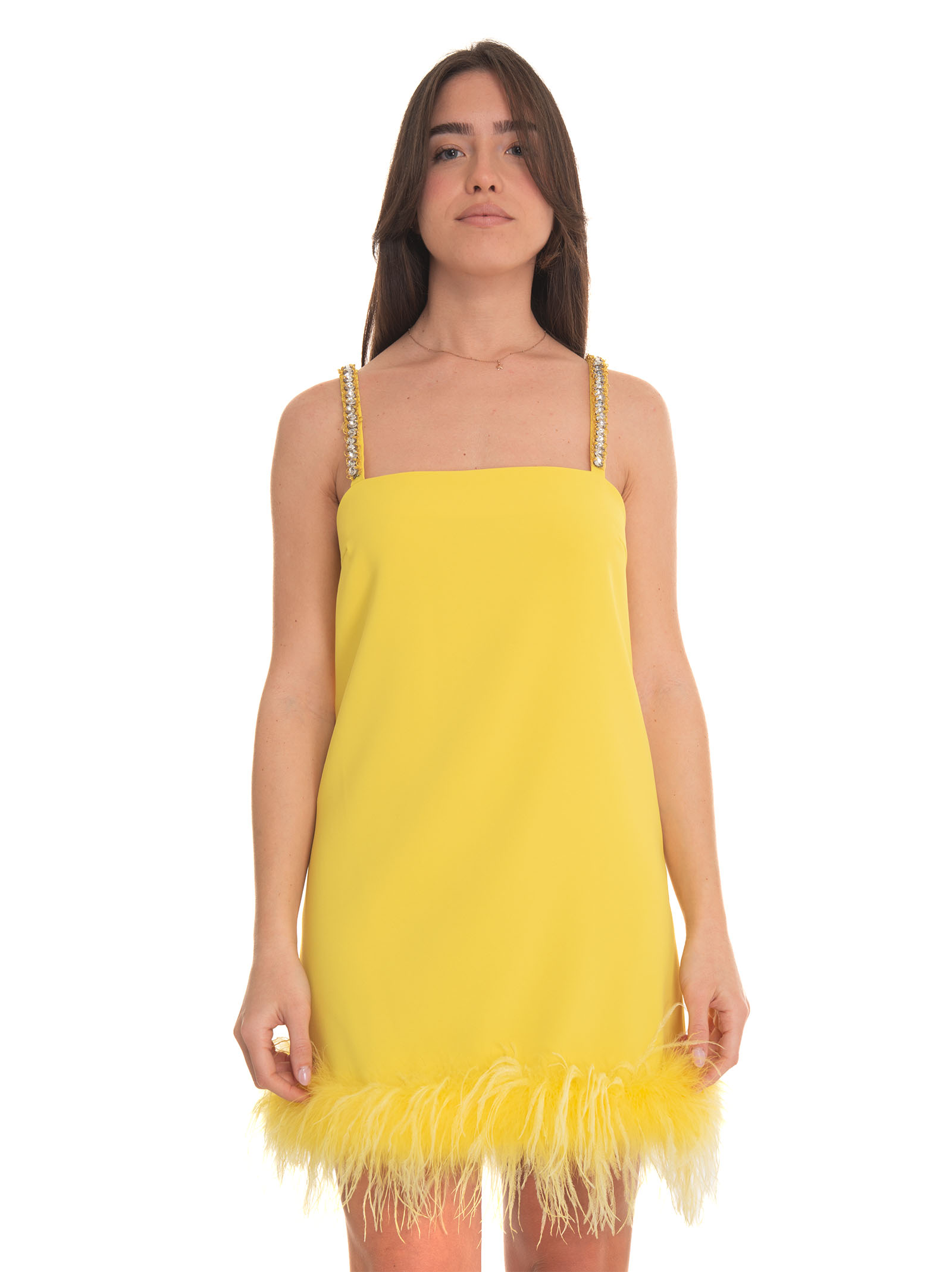 Shop Pinko Trebbiano Mini Dress In Yellow