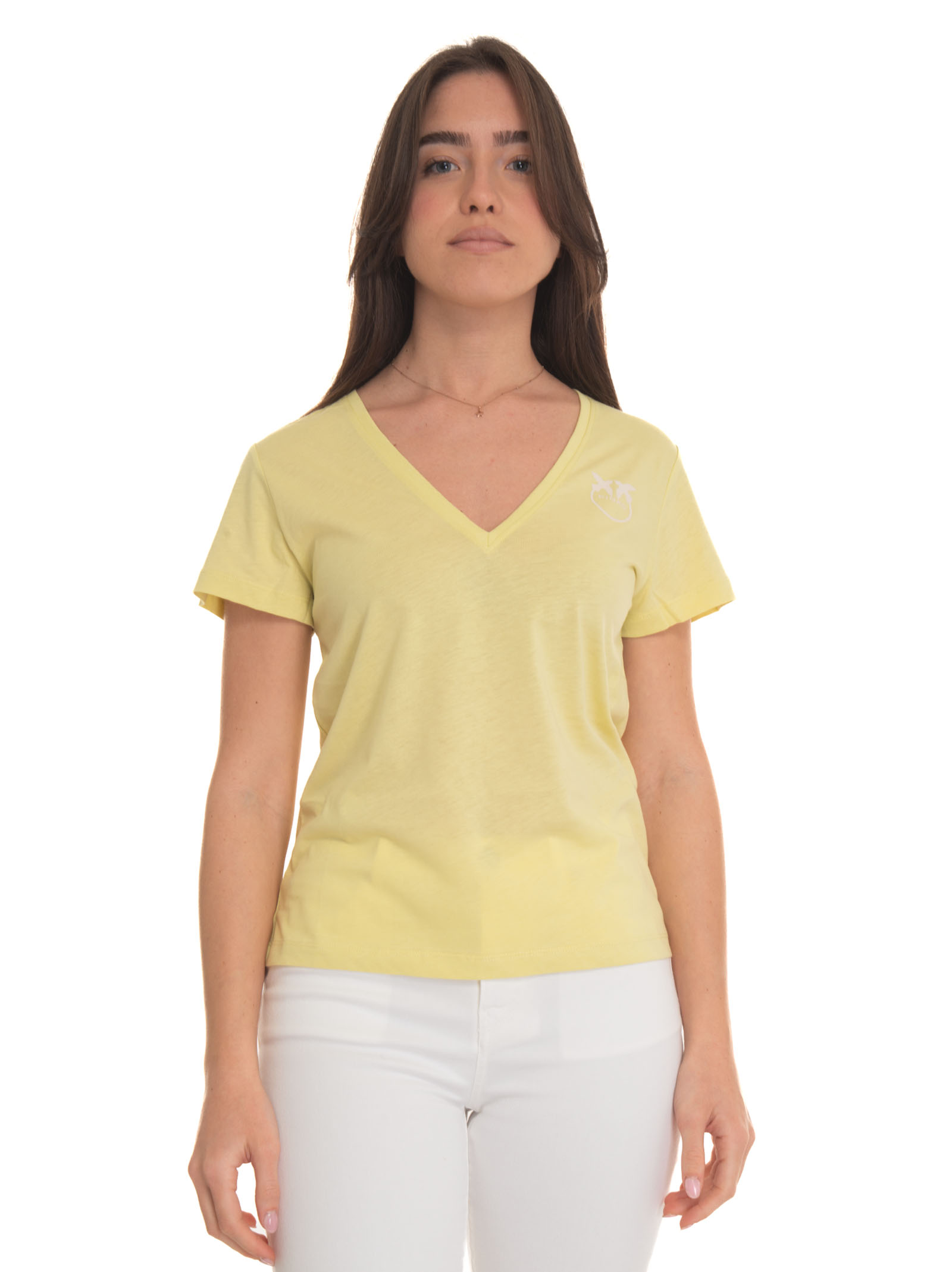 Pinko Turbato V-necked T-shirt In Yellow