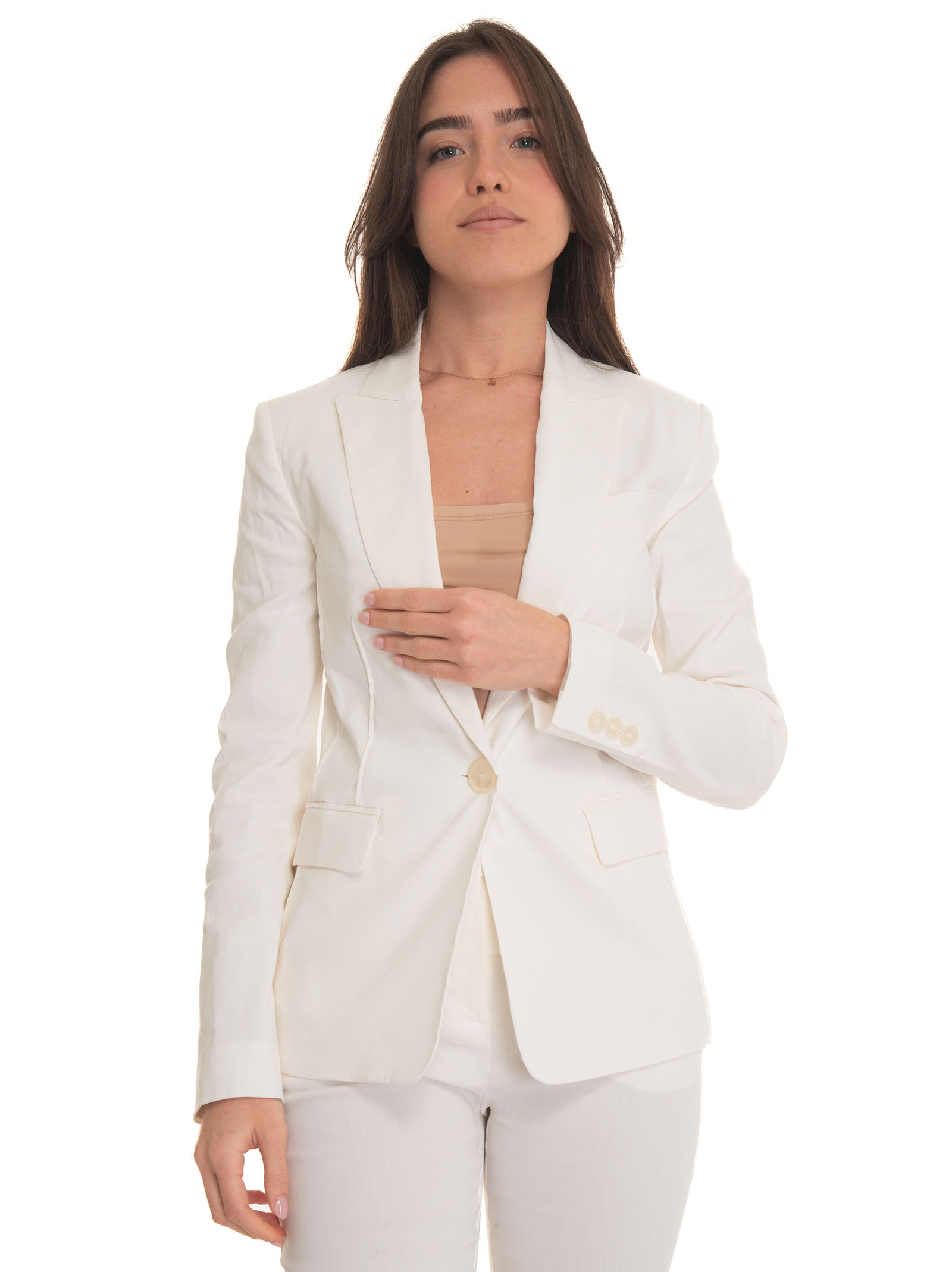 Shop Pinko Ghera Jacket With 1 Button In White