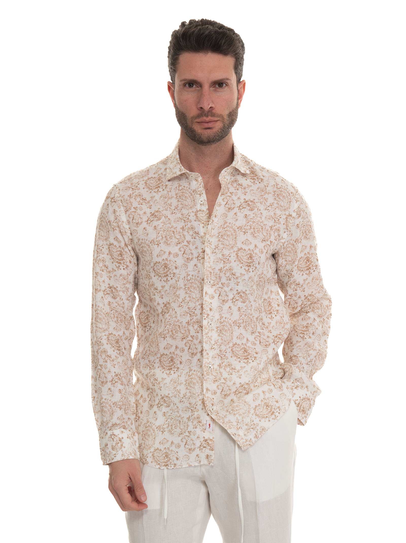 Shop Vincenzo De Lauziers Linen Shirt In Bianco-beige