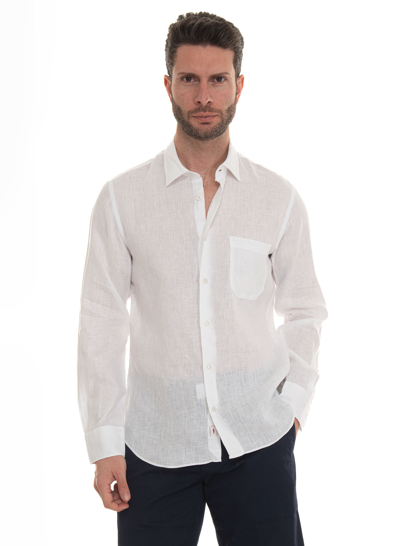 Shop Vincenzo De Lauziers Long-sleeved Linen Shirt In White