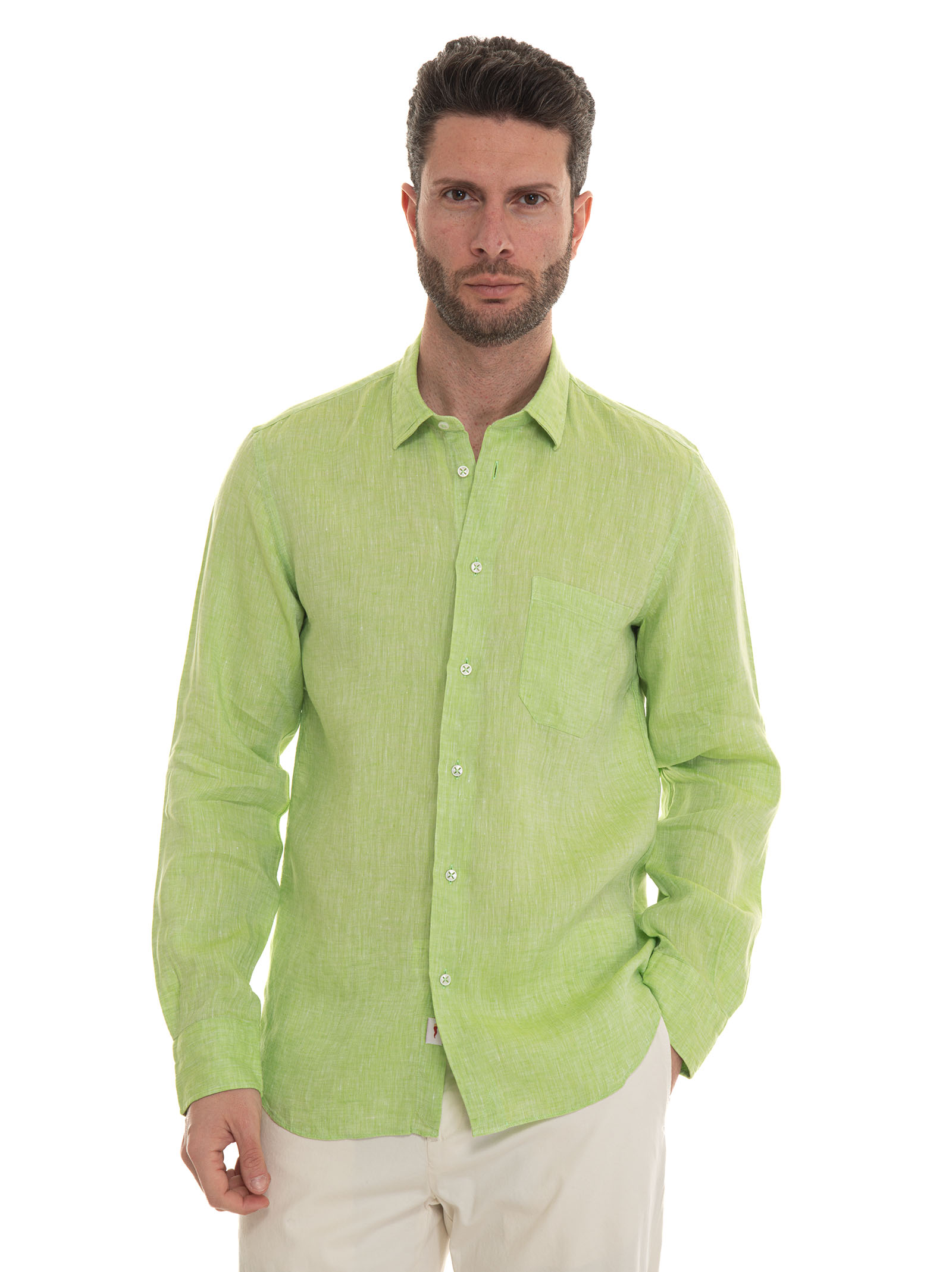 Shop Vincenzo De Lauziers Linen Shirt In Green