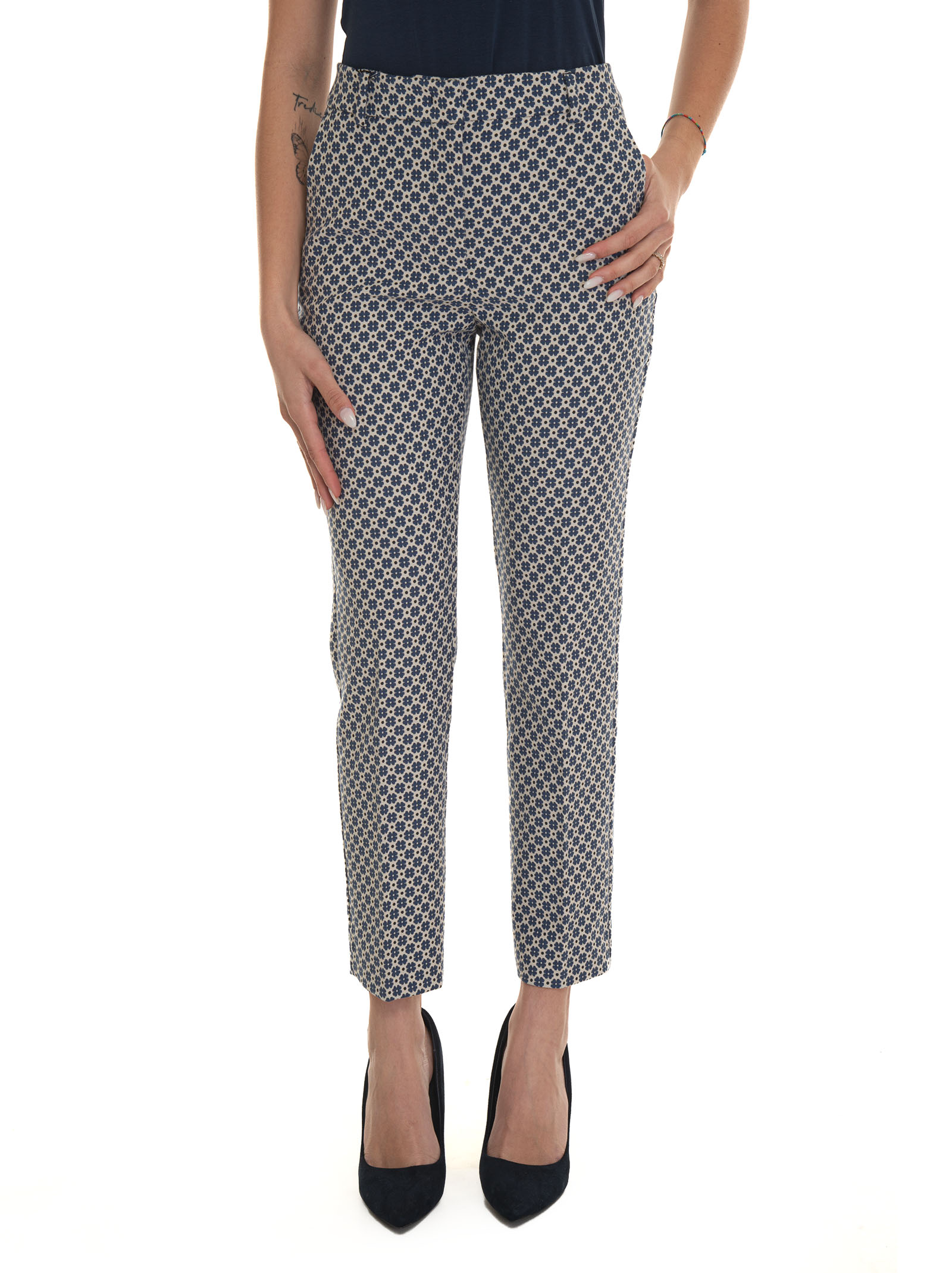 Shop Weekend Max Mara Odile New York Style Trousers In Blue/white