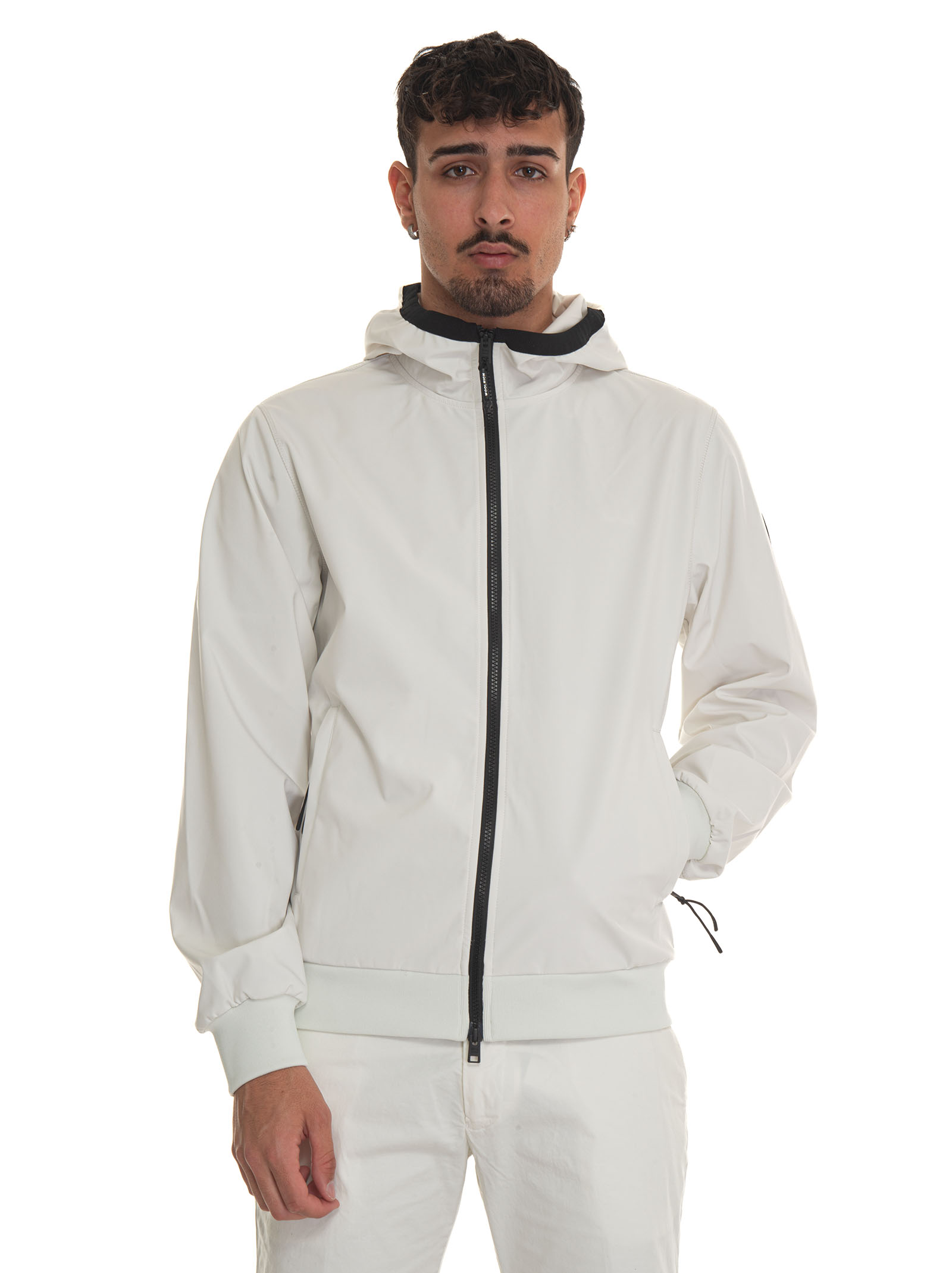 Shop Woolrich Soft Shell Full Zip Hoodie Jacket In White