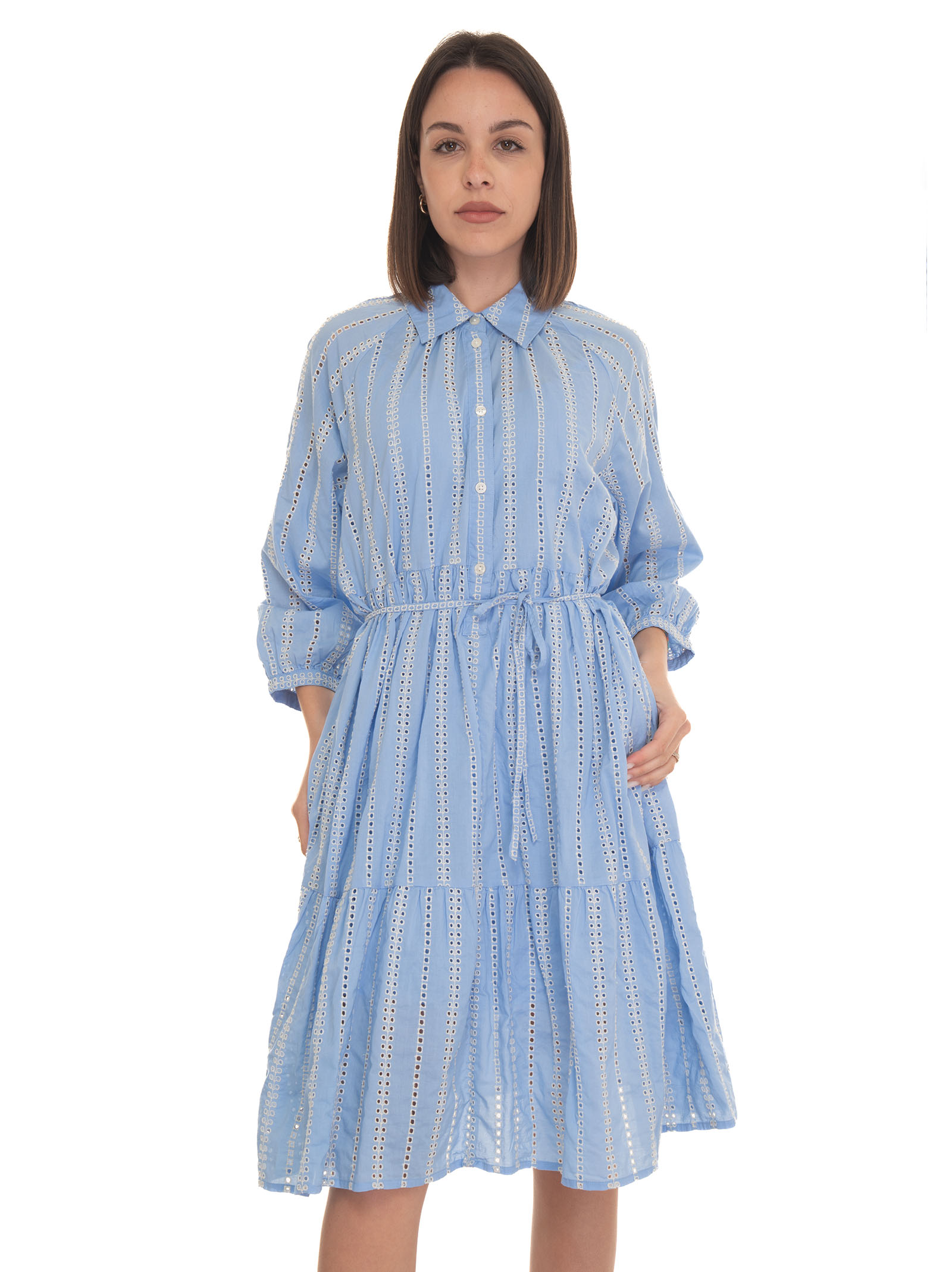 Shop Woolrich Broderie Anglaise Over Dress Lace Dress In Azure