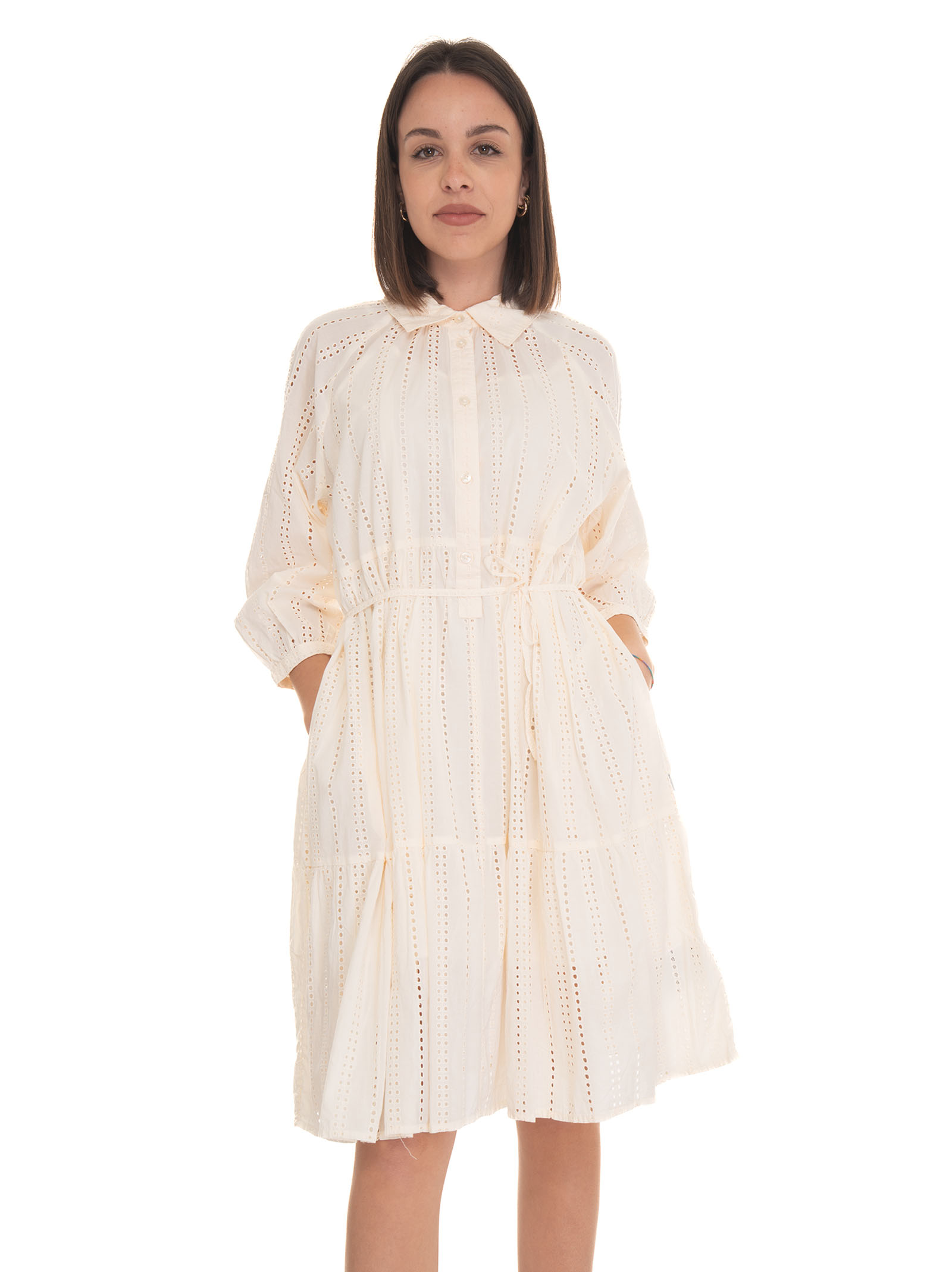 Shop Woolrich Broderie Anglaise Over Dress Lace Dress In White