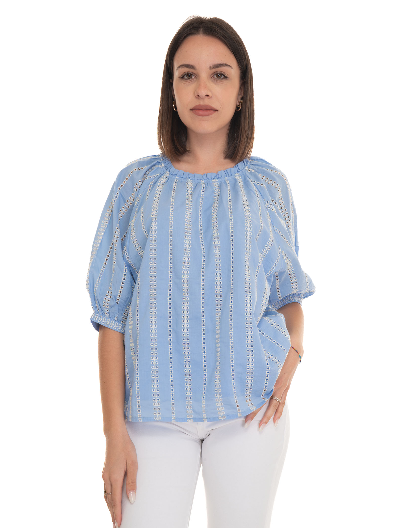 Shop Woolrich Broderie Anglaise Blouse In Azure